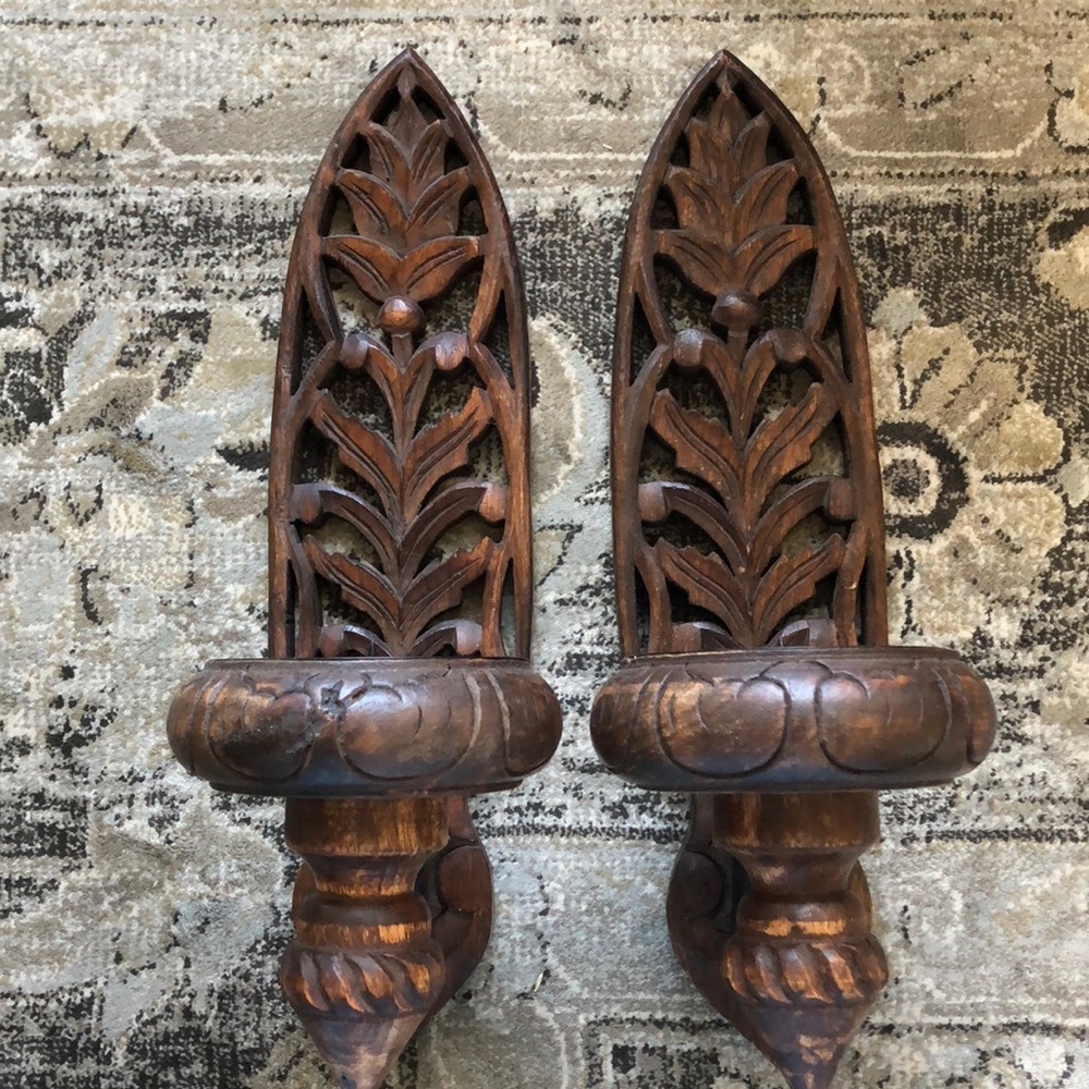 COPY - Beautiful wood carved wall sconces